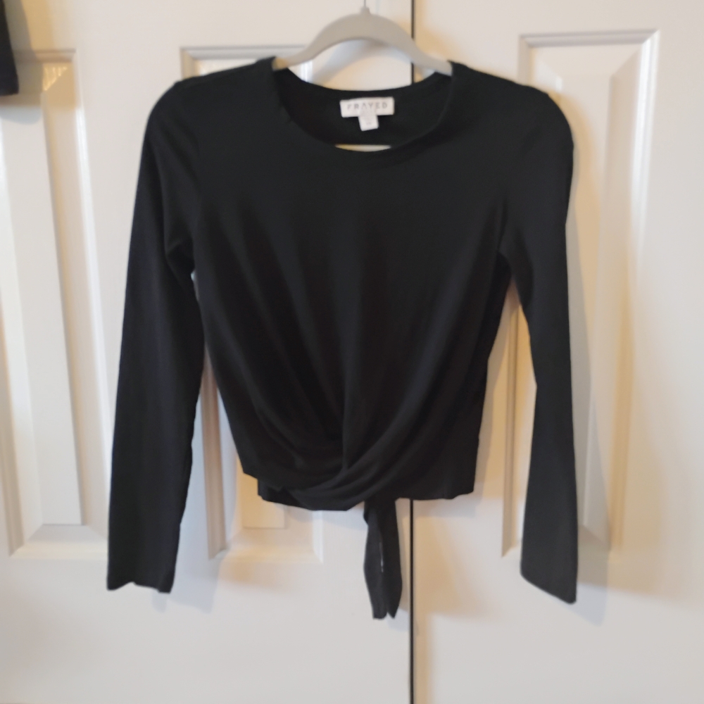 Black Frayed Jeans Long Sleeve